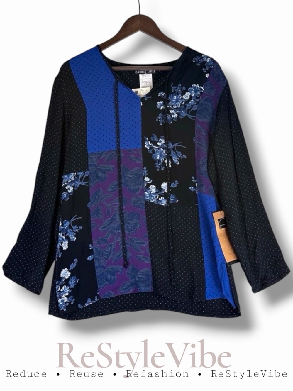 CAROLE LITTLE VINTAGE Women’s Size 6 Top Blouse Shirt NWT Floral Long Sleeve NEW